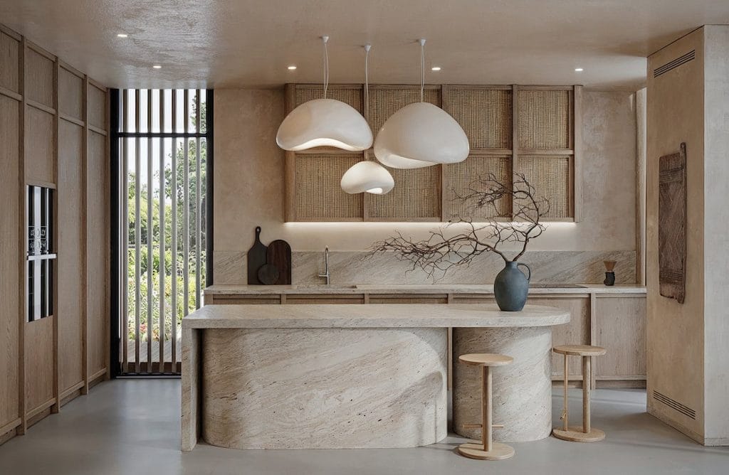 Curved kitchen interior design trends by Decorilla designer, Eduart B. 