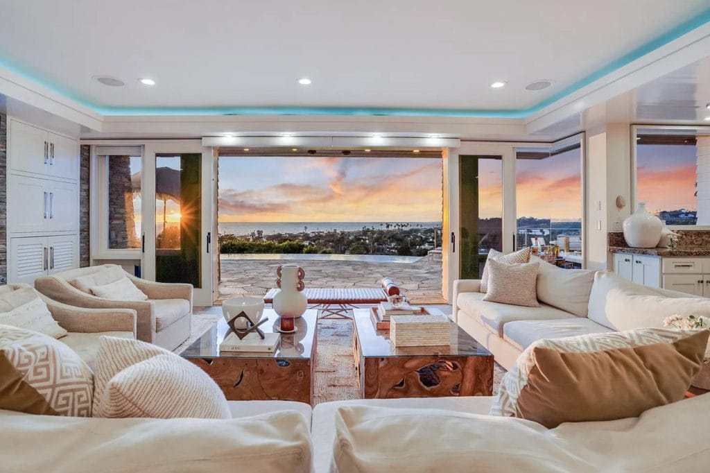 Miami decorating style in a living room by Decorilla designer, Nicole W.