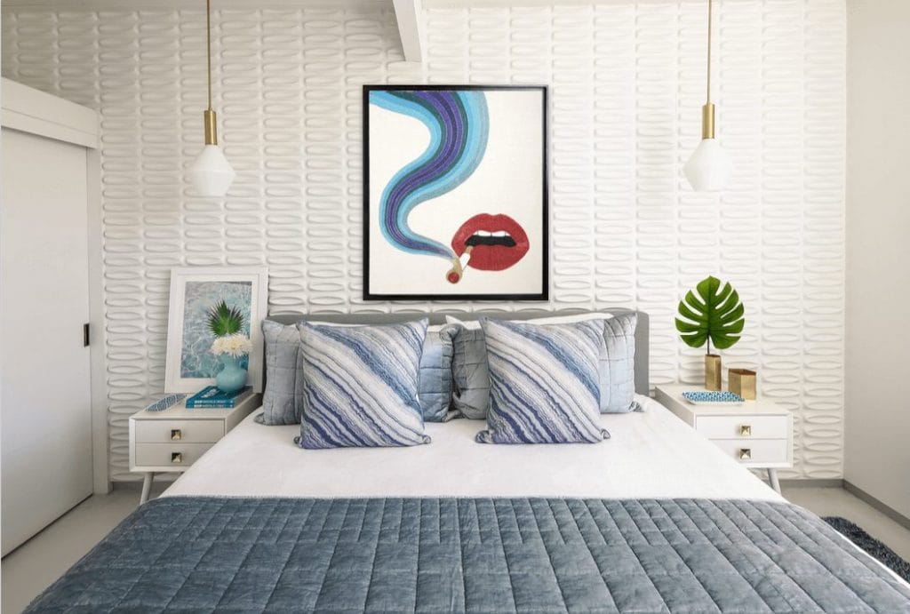 Miami decorating style in a bedroom by Decorilla designer, Michelle B.