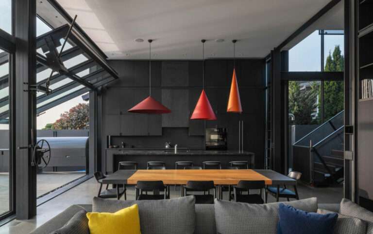 Pattern House Is a Moody Industrial Retreat on a Lake in Seattle