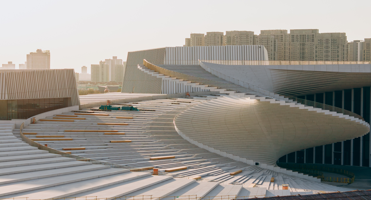 Staircase view of Snøhetta's Shanghai Grand Opera House