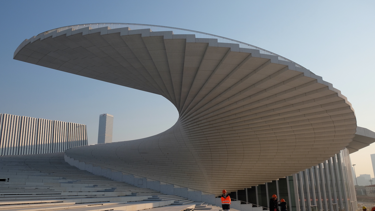Staircase view from Snøhetta's Shanghai Grand Opera House