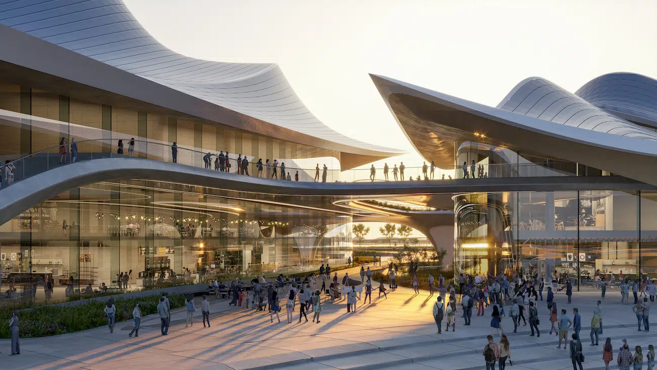 Exterior view of Shaoxing Culture and Art Center by Zaha Hadid Architects