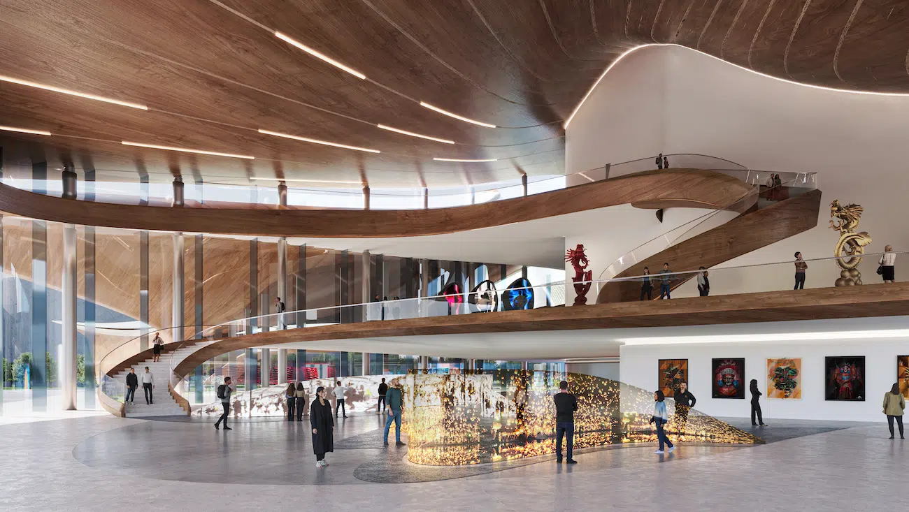 Interior view of Shaoxing Culture and Art Center by Zaha Hadid Architects