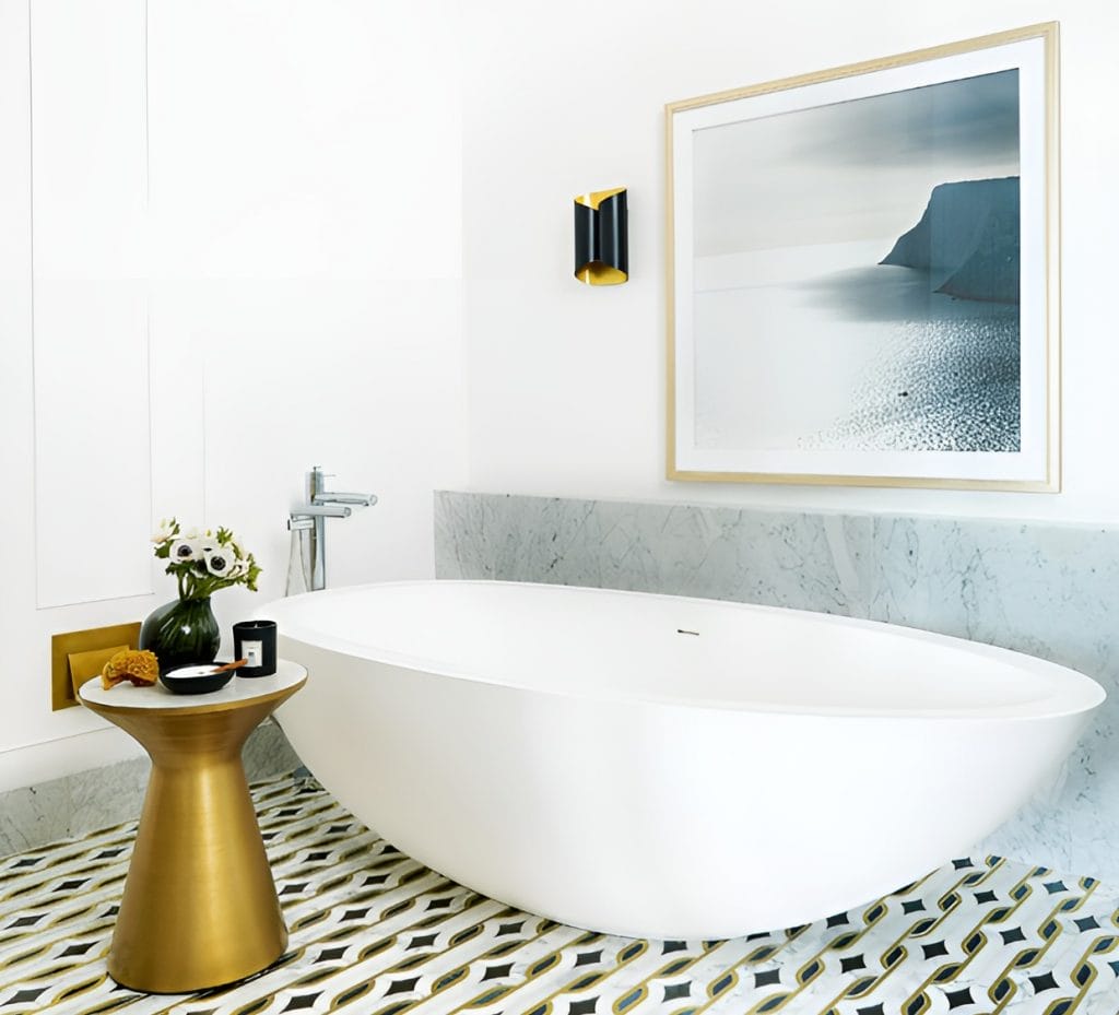 Bathroom trends 2026 in an interior by Decorilla designer, Kimberly W. 