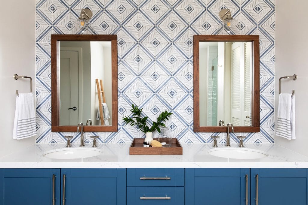 Blue bathroom trends 2026 by Decorilla designer Caity H