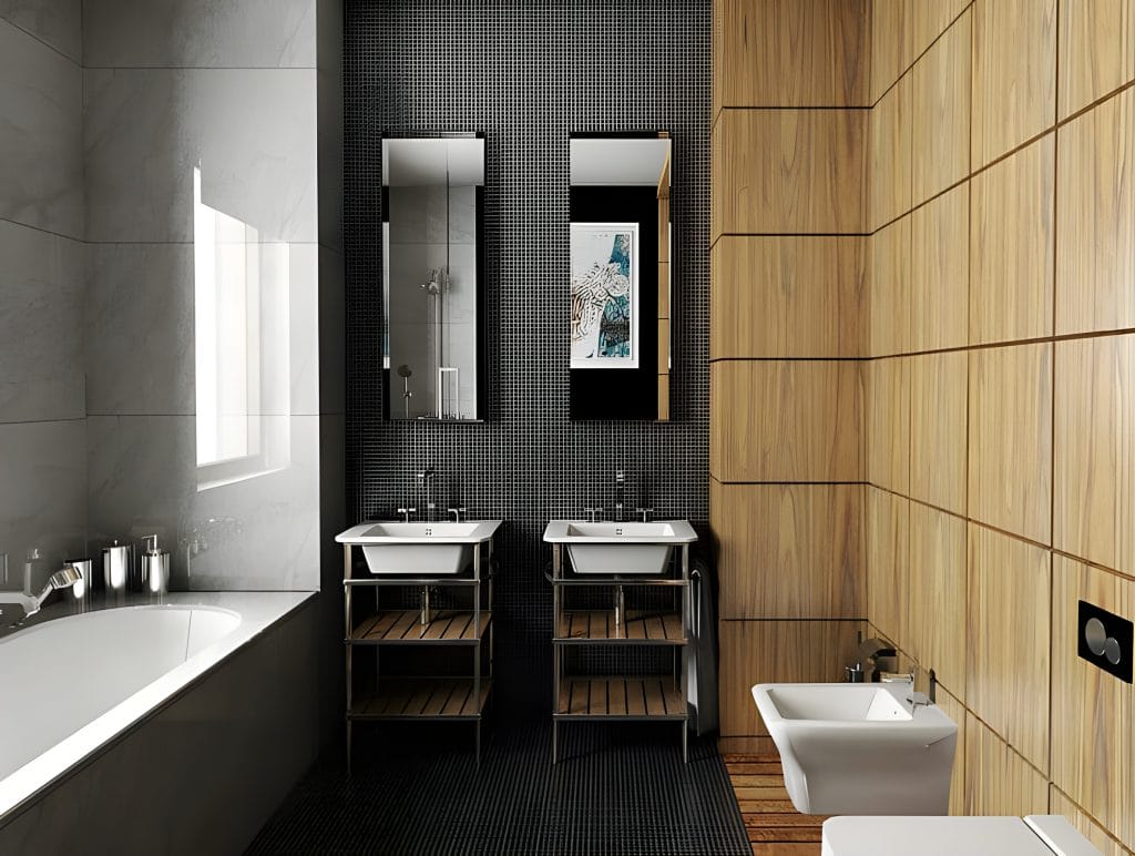 Bathroom trends 2026 in a contemporary interior by Decorilla designer, Alicya S.