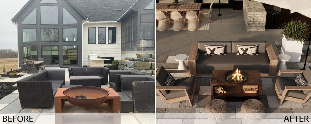 Organic modern patio before and after design by Decorilla