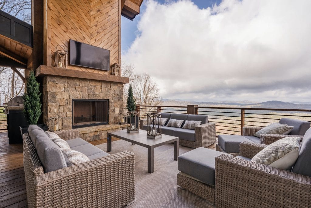 Organic modern patio furniture in a layout by Decorilla designer, Jason D.