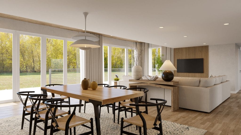 Modern Scandi living and dining room by Decorilla