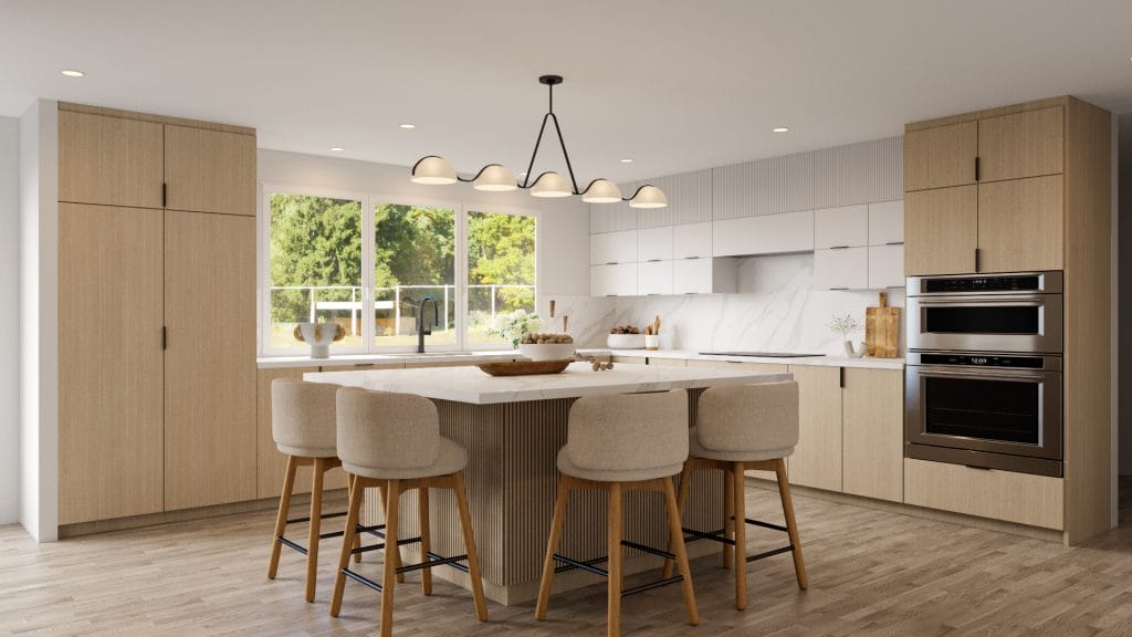 Modern Scandi kitchen with an ample island, by Decorilla