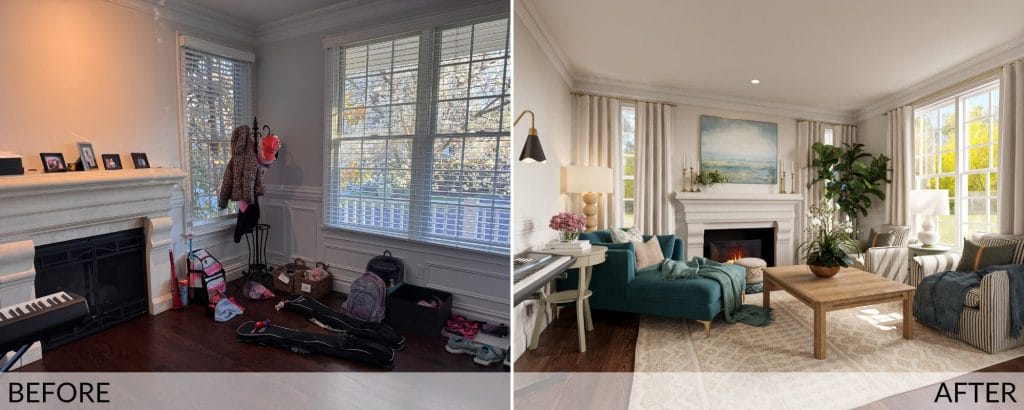 Multipurpose room before and after design by Decorilla