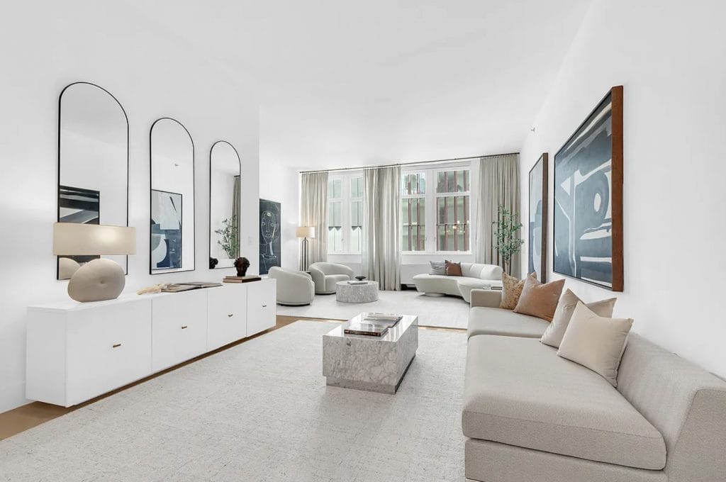 Luxury interior of an awkward living room layout by Decorilla designer, Leanna S. - AI interior design pros
