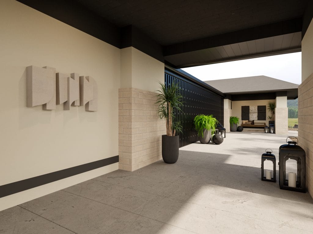 Outdoor entryway design with a flow, by Decorilla
