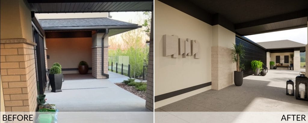 Outdoor entryway before and after design by Decorilla