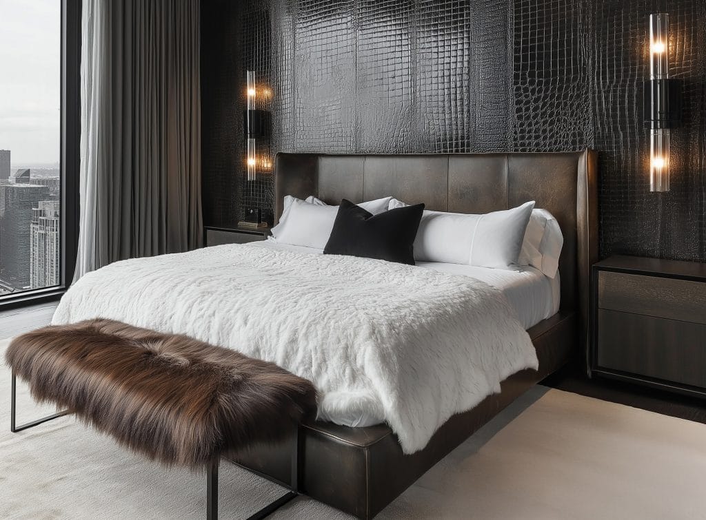 Moody modern bedroom by Decorilla designer, Matthew J