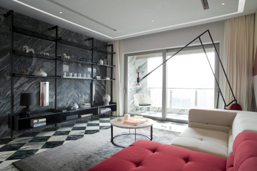 Modern masculine living room interior design by Decorilla designer, Sergio M.