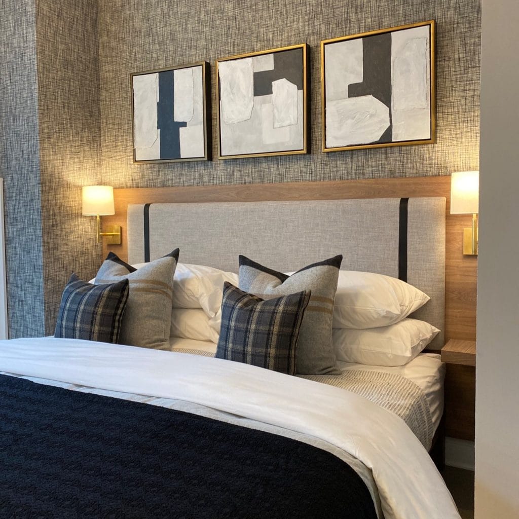Modern masculine bedroom interior design by Decorilla designer, Chanelle M.