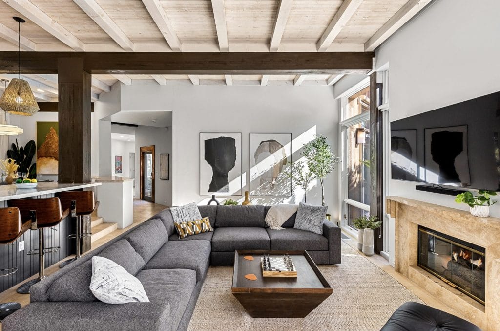 Winter decorating ideas in a living room by Decorilla designer, Sadie B.