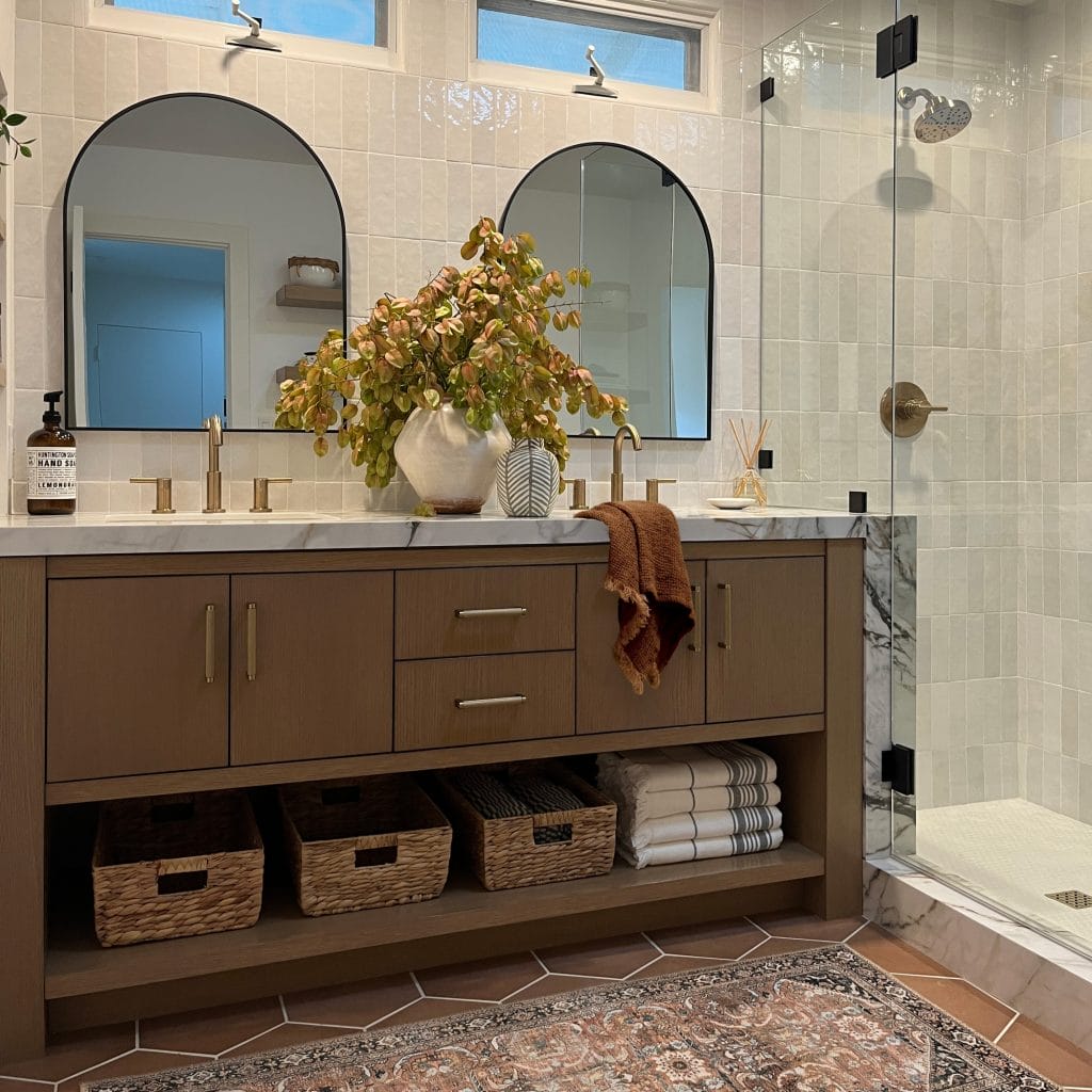 Winter ideas for decorating a bathroom by Decorilla designer, Bita T.