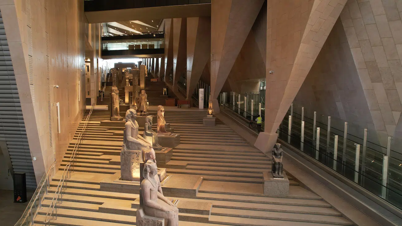 The Grand Egyptian Museum’s grand staircase. (Photo courtesy GEM)