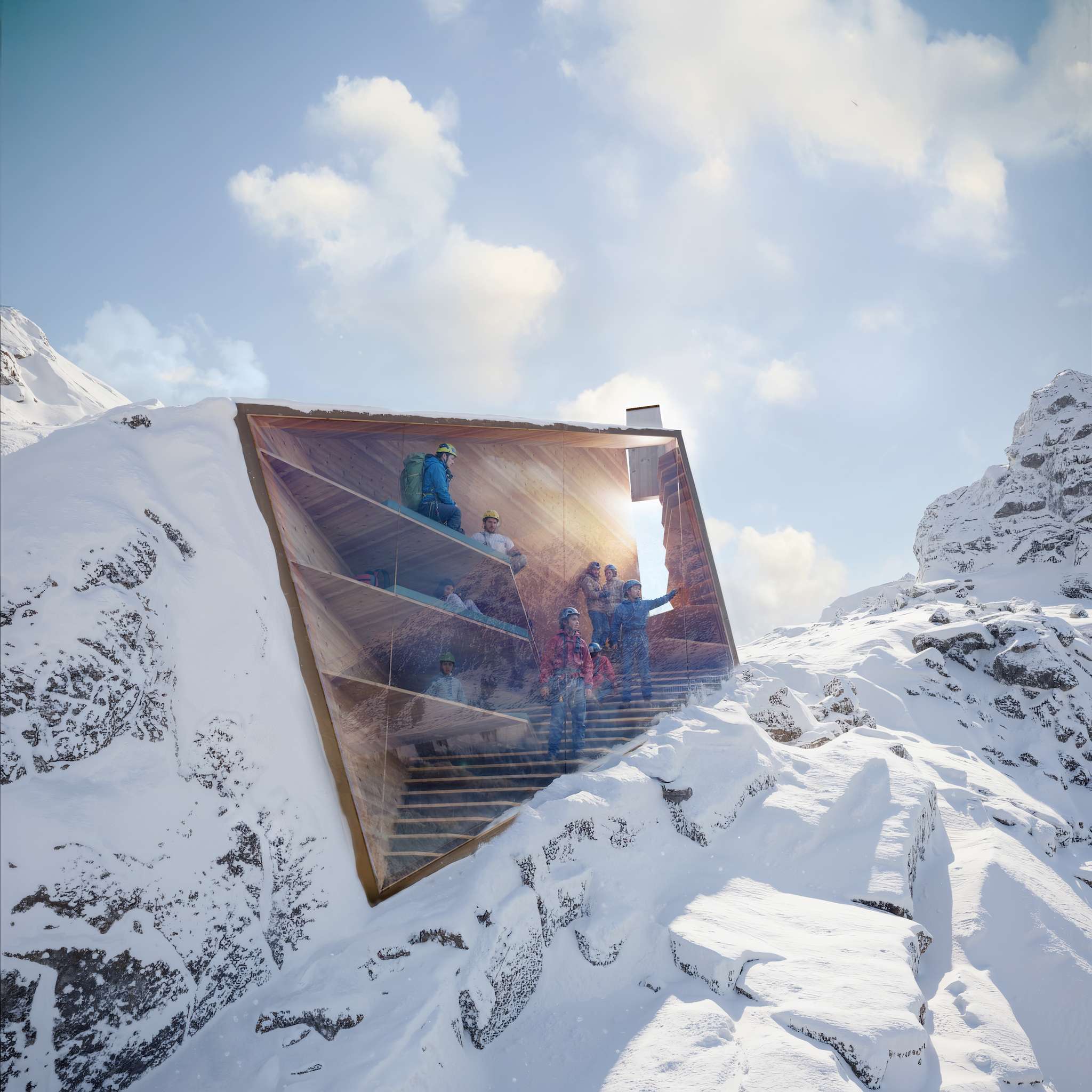 CRA-Carlo Ratti Associati, in collaboration with Salone del Mobile.Milano, unveils the design of a digitally fabricated bivouac, which blends seamlessly with the rugged Alpine landscape ahead of the 2026 Winter Olympics.