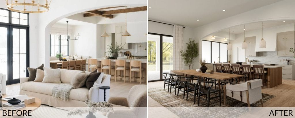 Modern Tudor kitchen & dining before and after design by Decorilla