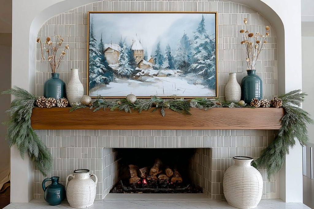 Winter landscape painting as Christmas Decor by Decorilla