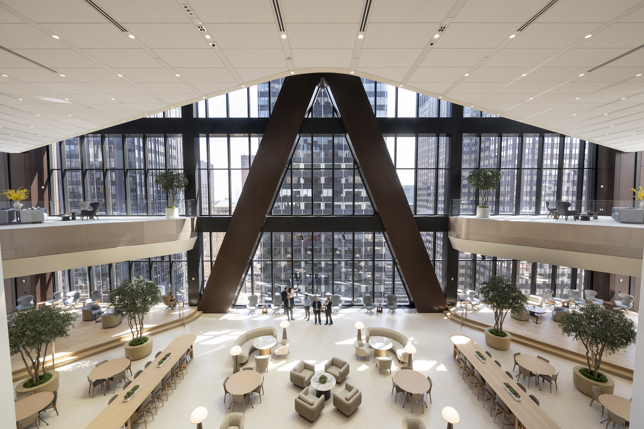 Interior view of JPMorgan’s new global headquarters at 270 Park Avenue in New York, NY, designed by Foster + Partners.