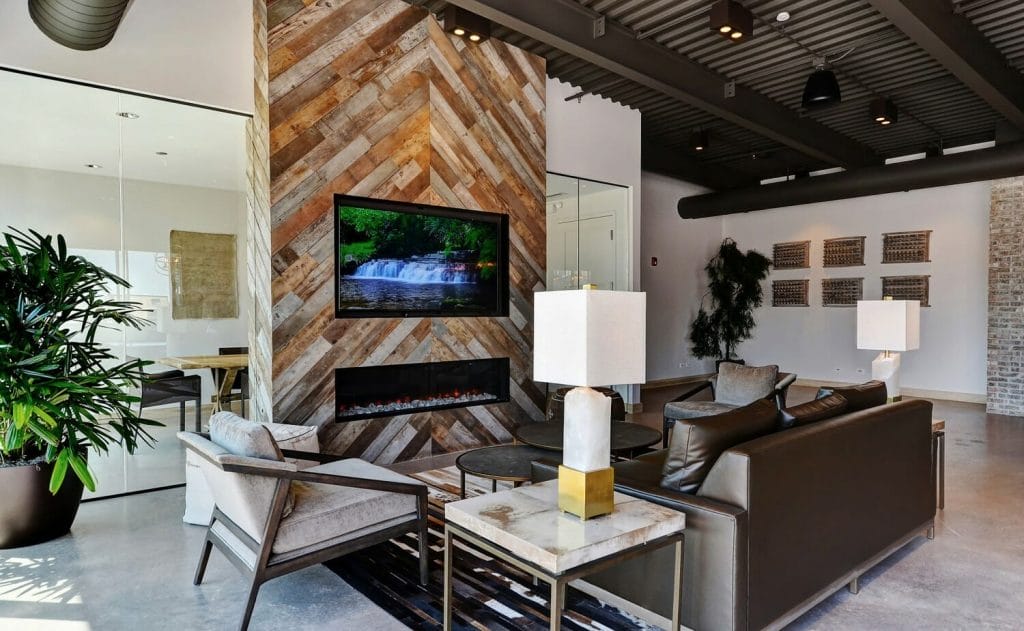 Global culture influences in a lobby interior by Decorilla designer, Wanda P