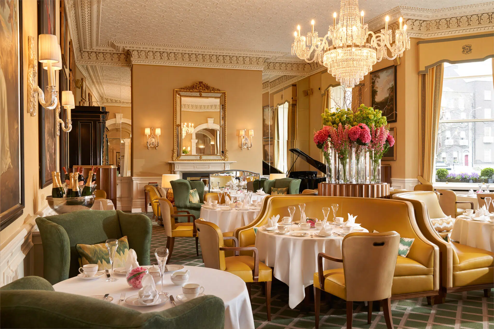 A dining room at the Shelbourne Hotel
