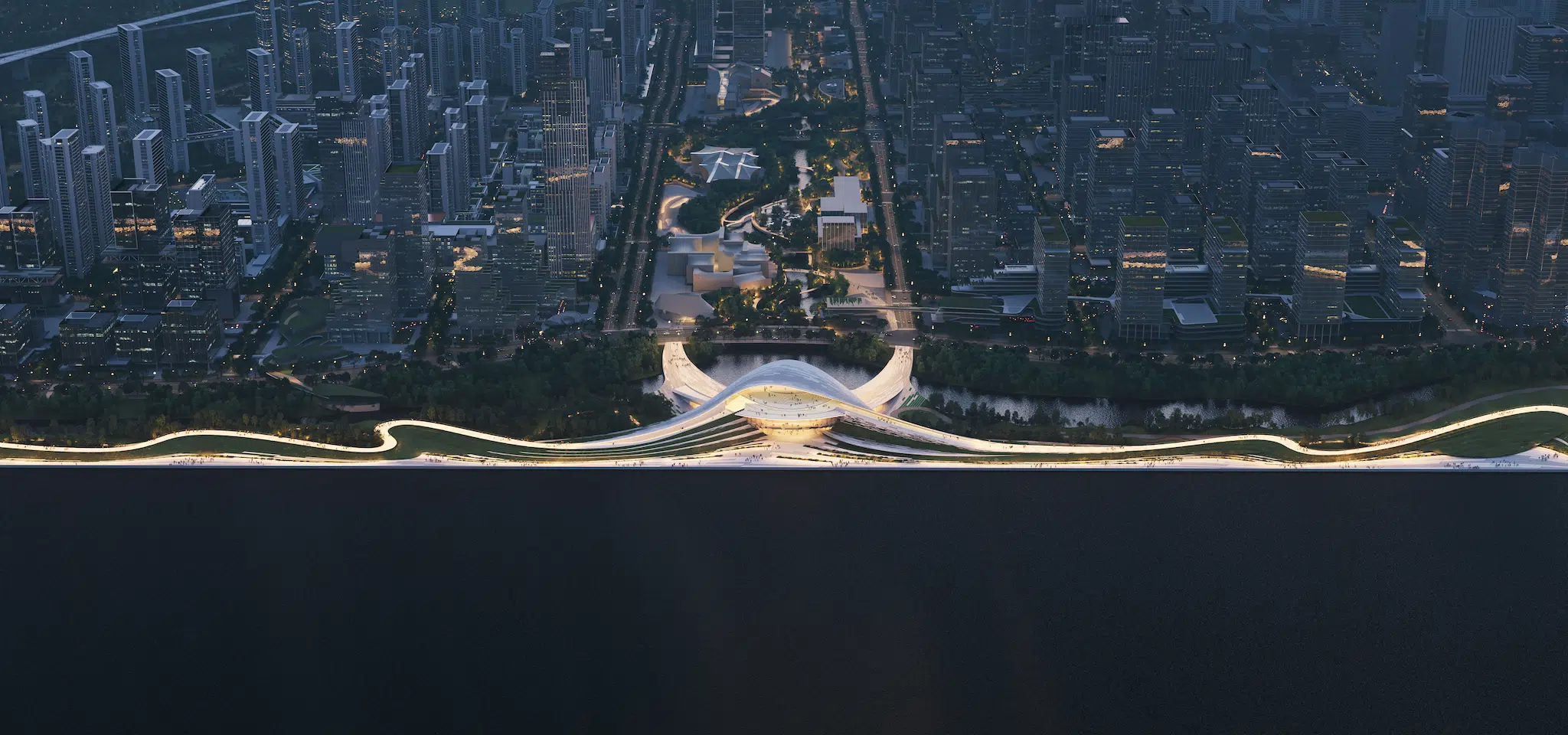Exterior view of Sn&oslash;hetta&rsquo;s design for the Hangzhou Qiantang Bay Art Museum in China