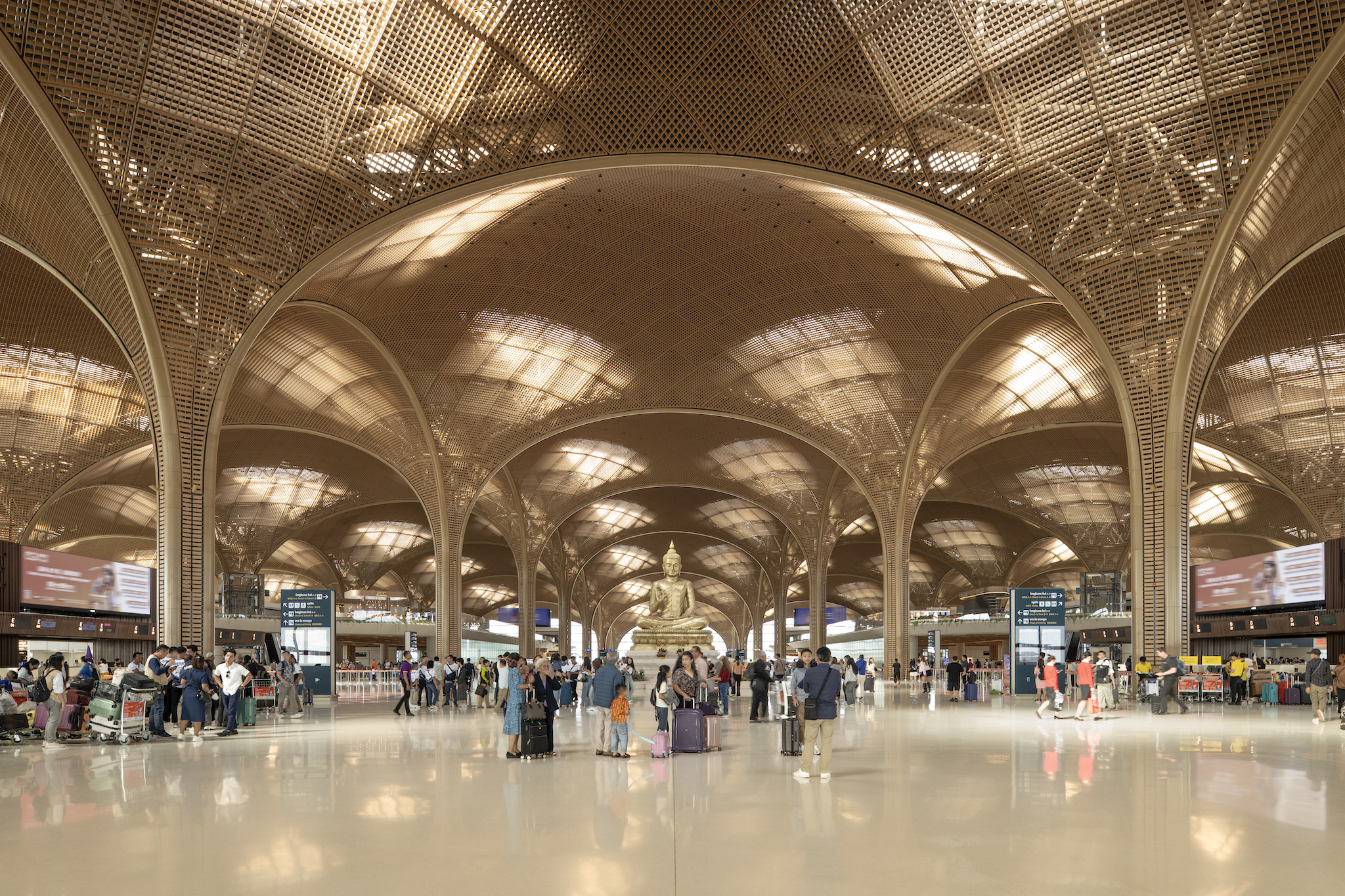 Interior view of Techo International Airport in Phnom Penh, Cambodia, designed by Foster + Partners.