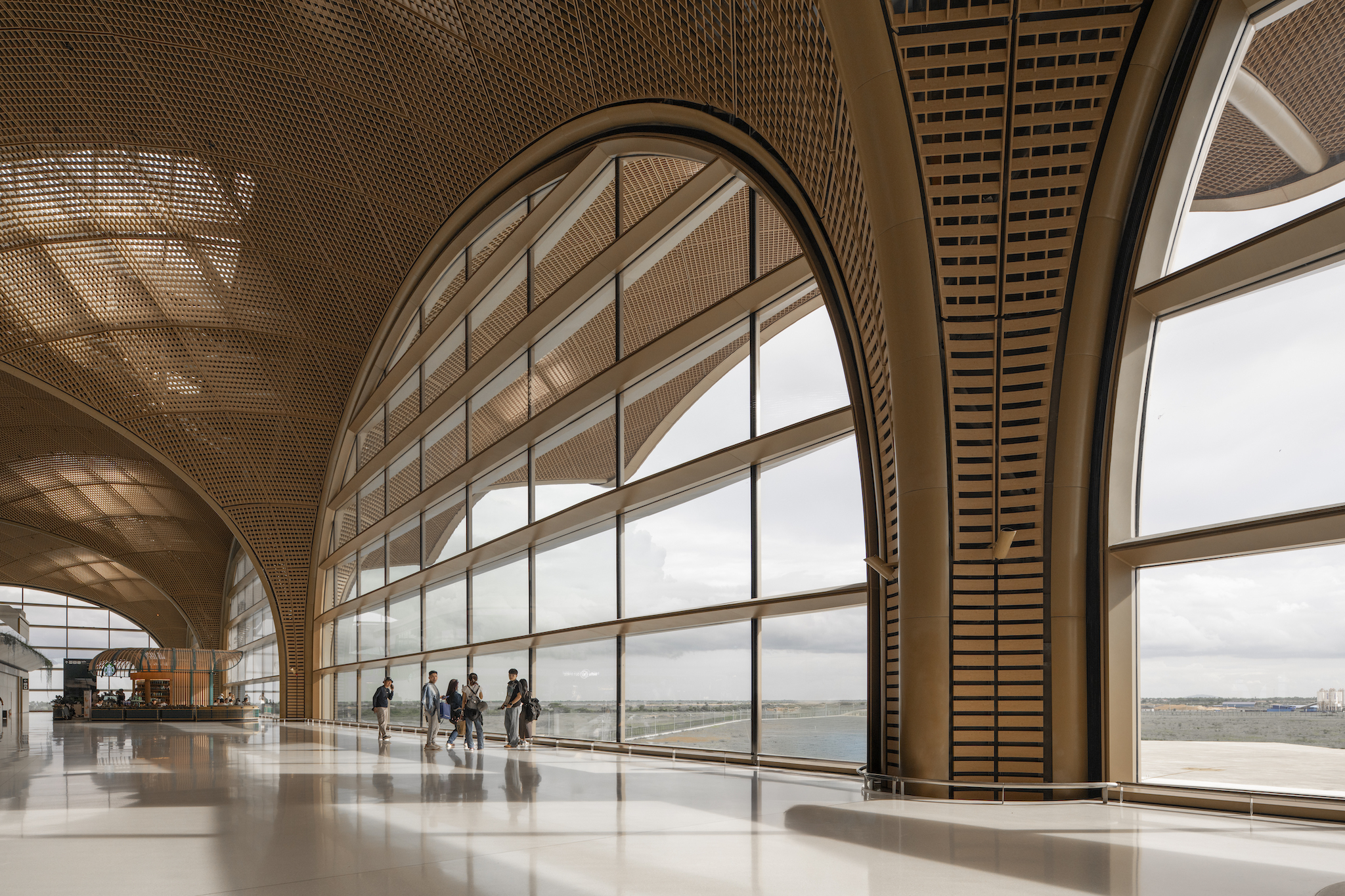 Interior view of Techo International Airport in Phnom Penh, Cambodia, designed by Foster + Partners.