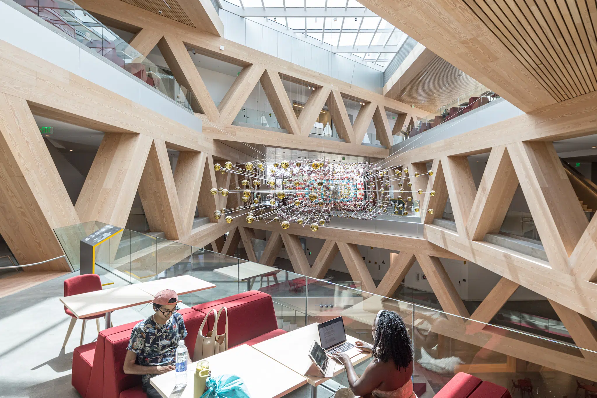 Interior shot of the Claremont McKenna Robert Day Sciences Center, designed by Bjarke Ingels