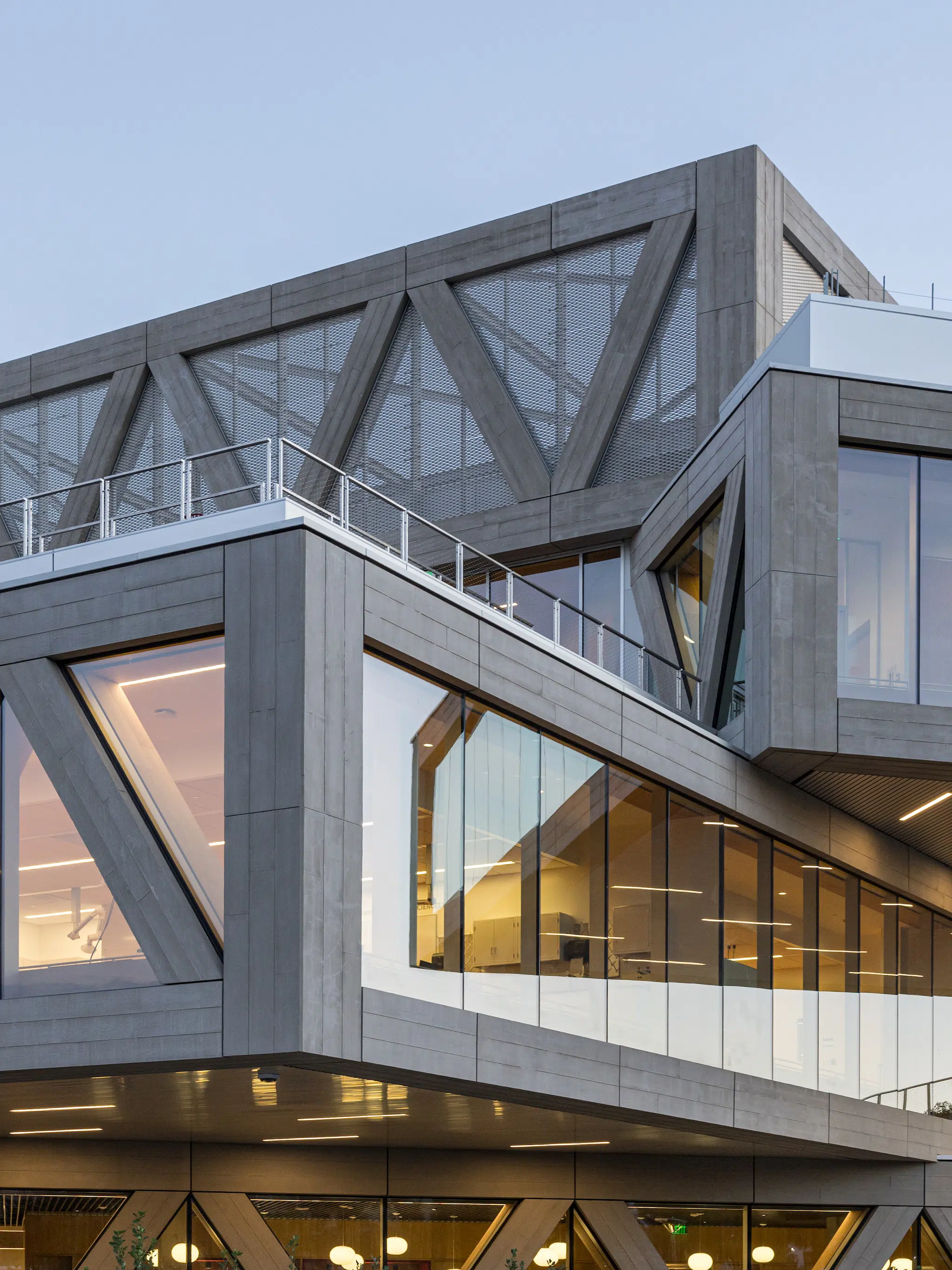 Exterior shot of the Claremont McKenna Robert Day Sciences Center, designed by Bjarke Ingels