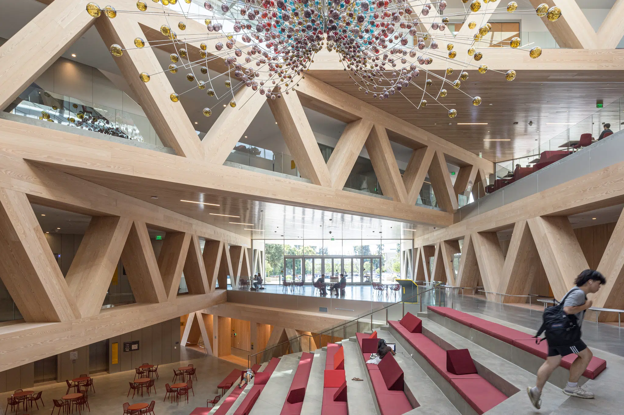 Interior shot of the Claremont McKenna Robert Day Sciences Center, designed by Bjarke Ingels