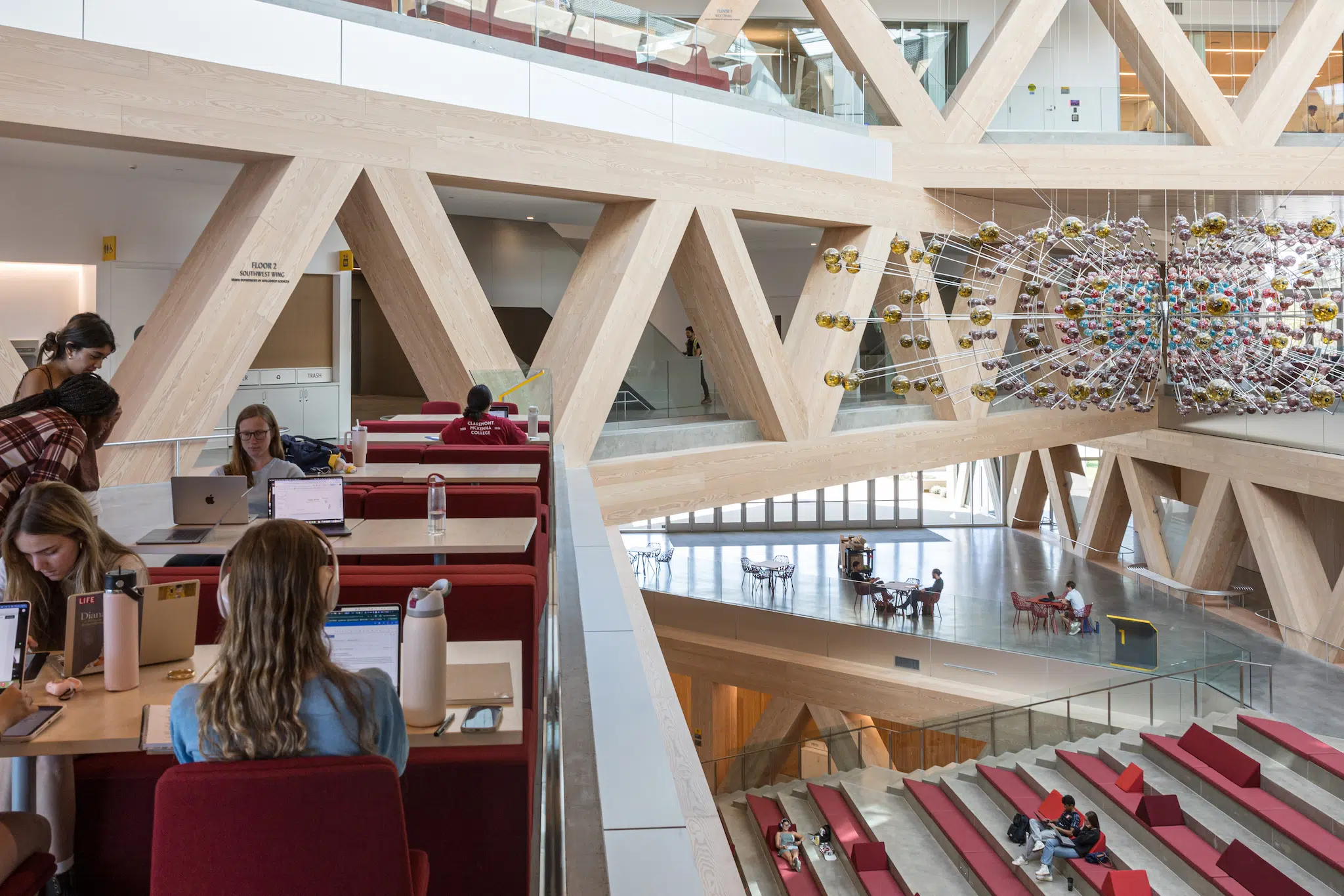 Interior shot of the Claremont McKenna Robert Day Sciences Center, designed by Bjarke Ingels