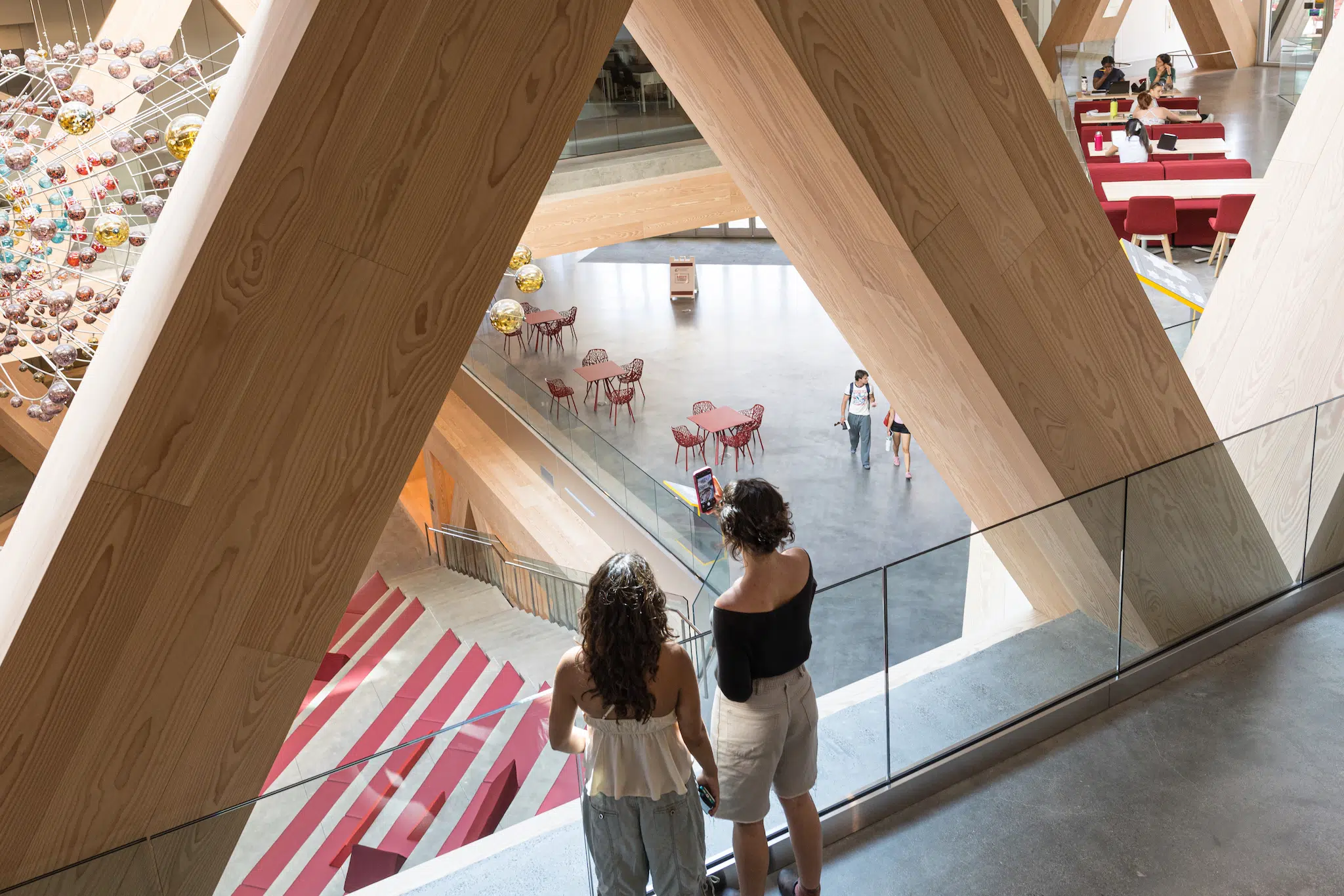 Interior shot of the Claremont McKenna Robert Day Sciences Center, designed by Bjarke Ingels