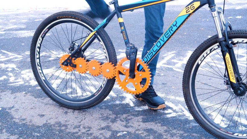 when the large one rotates, it transfers motion to the smaller gears