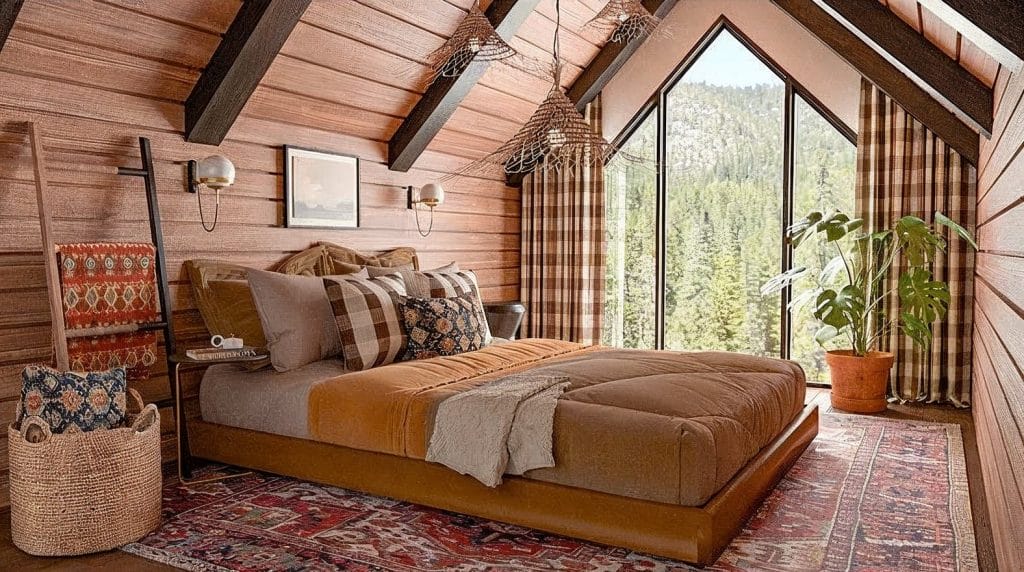 Eclectic bedroom interior design with hygge elements, by one of Decorilla designers, Marya W.