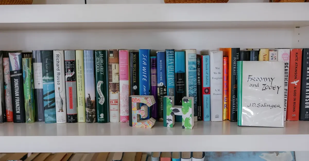 Books and photos fill shelves in the home of author Elin Hilderbrand on September 27, 2024 in Nantucket, MA.