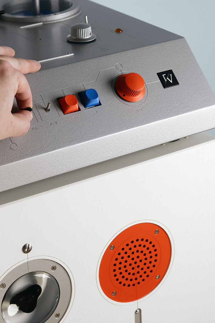 a bright red crane drives the needle in love hult&eacute;n's reimagined vinyl player - 4