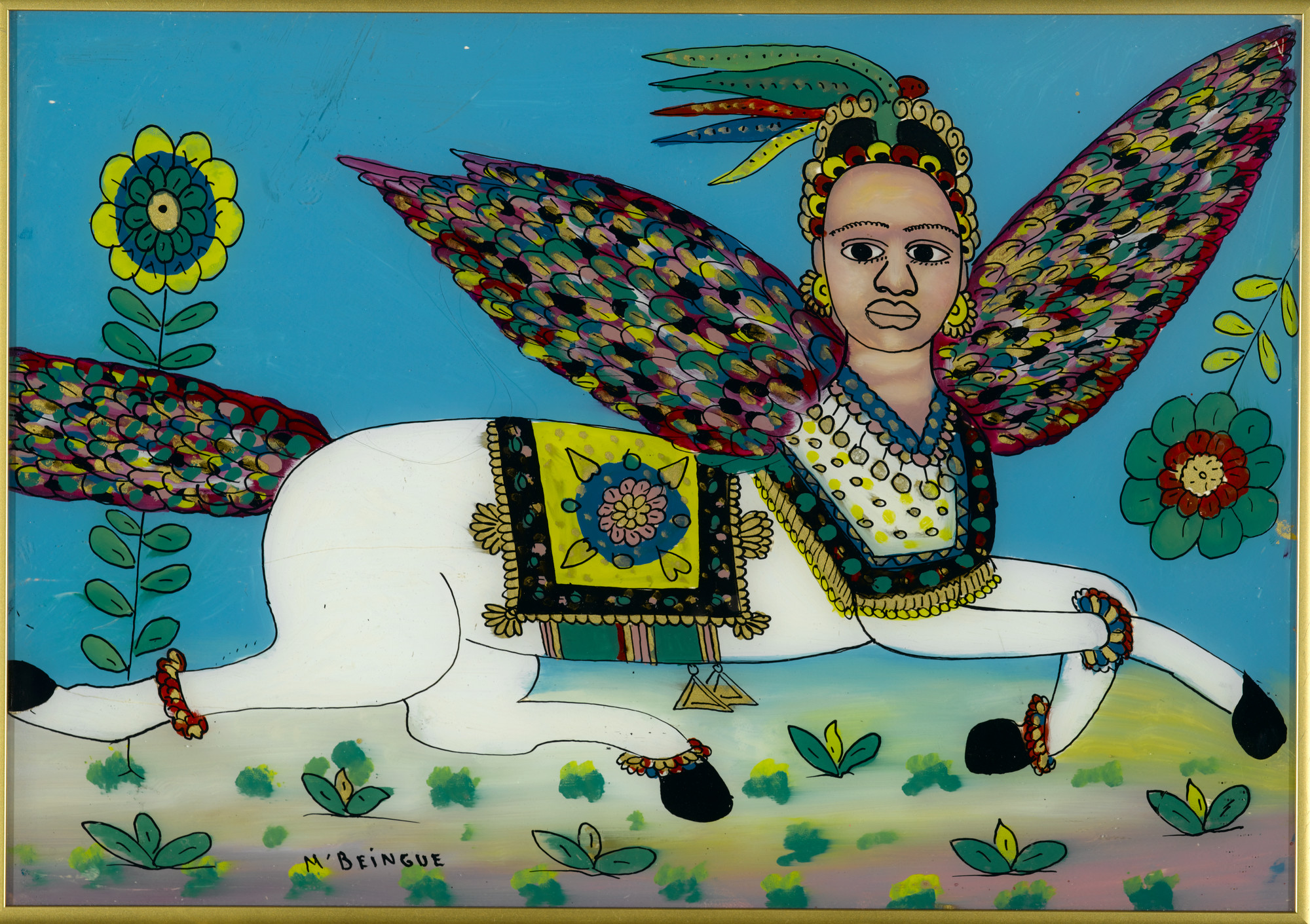 Gora Mbengue, “Al-Buraq,” 1975. Glass and paint