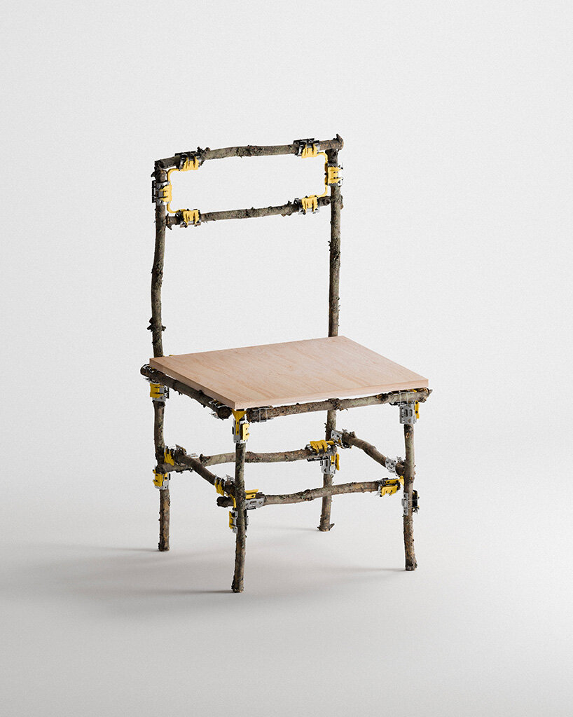 three-axis joint by eugenio costa connects raw branches into structure without screws - 2