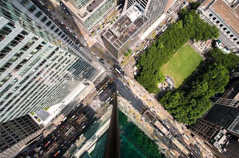 photo series distorts manhattan’s cityscape through fractured glass reflections