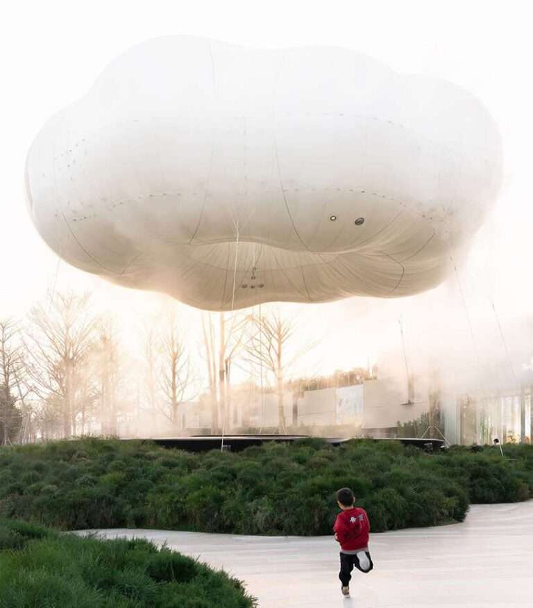 PILLS lets soft cloud-like structure drift above china using inflatable membrane technology