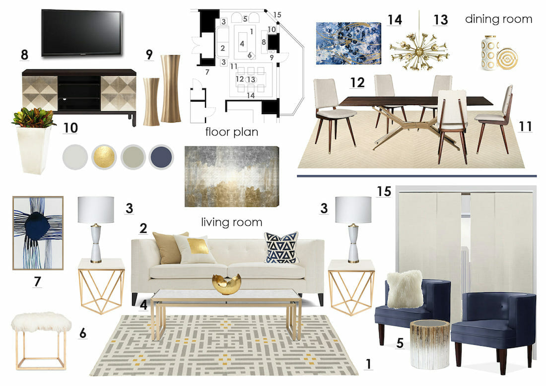 Modern apartment design moodboard