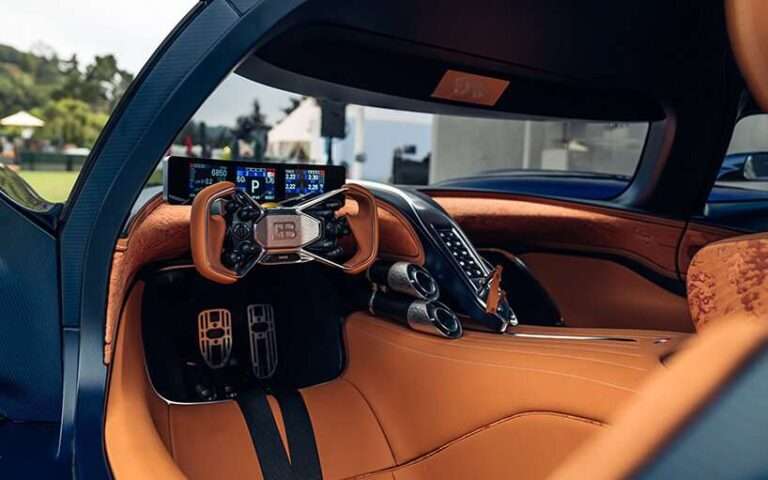 bugatti destrier debuts at the quail with sculptural one-meter-tall one-off