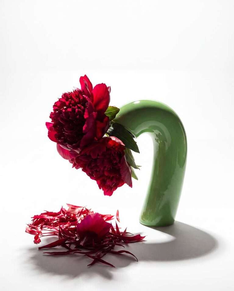 a vase that follows the full arc of a flower’s life, even as petals fall